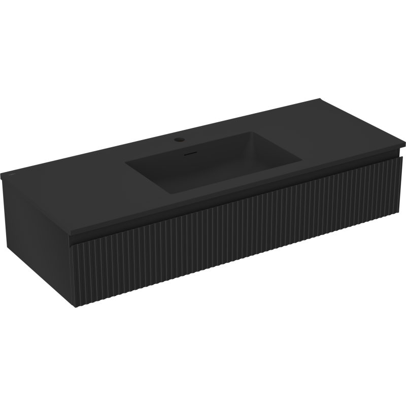 Mexen Rivel armario de baño 120 cm con lavabo Otis, 1 cajón, ranurado, negro mate - 91A20-12023-1-BF71-W18M71