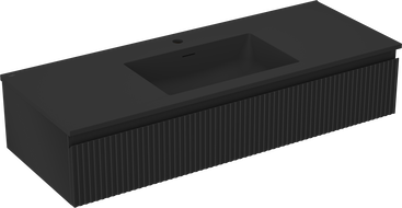 Mexen Rivel armario de baño 120 cm con lavabo Otis, 1 cajón, ranurado, negro mate - 91A20-12023-1-BF71-W18M71