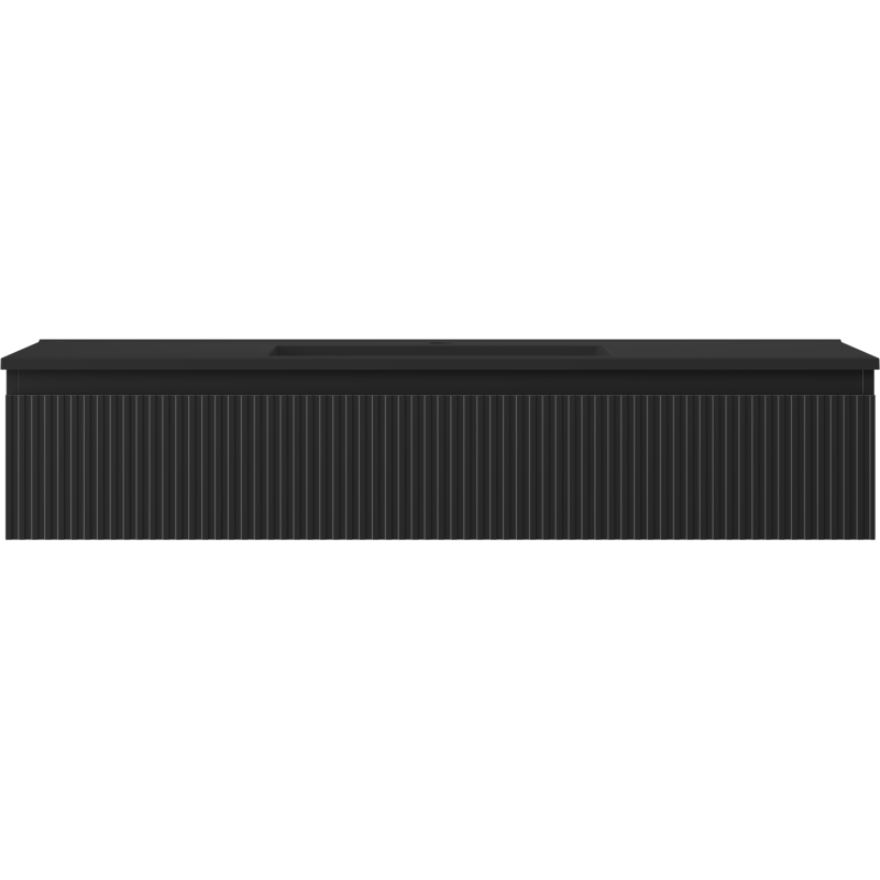 Mexen Rivel badkamerkast 120 cm met wastafel Otis, 1 lade, geribbeld, zwart mat - 91A20-12023-1-BF71-W18M71