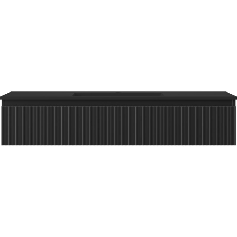 Mexen Rivel szafka łazienkowa 120 cm z umywalką Otis, 1 szuflada, ryflowana , czarna mat - 91A20-12023-1-BF71-W18M71