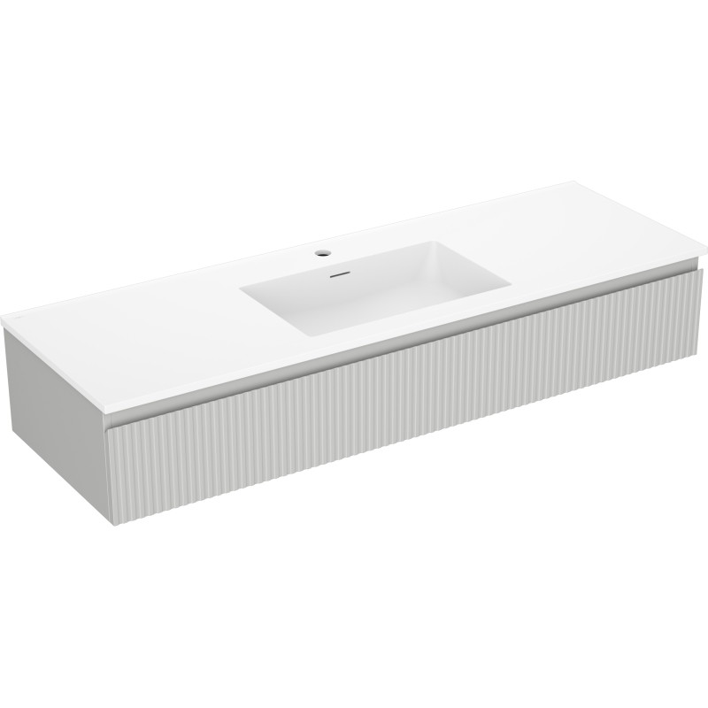 Mexen Rivel badkamerkast 140 cm met wastafel Otis, 1 lade, geribbeld, grijs mat/wit mat - 91A20-14023-1-BF62-W18M01