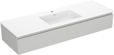 Mexen Rivel meuble de salle de bain 140 cm avec lavabo Otis, 1 tiroir, rainuré, gris mat/blanc mat - 91A20-14023-1-BF62-W18M01