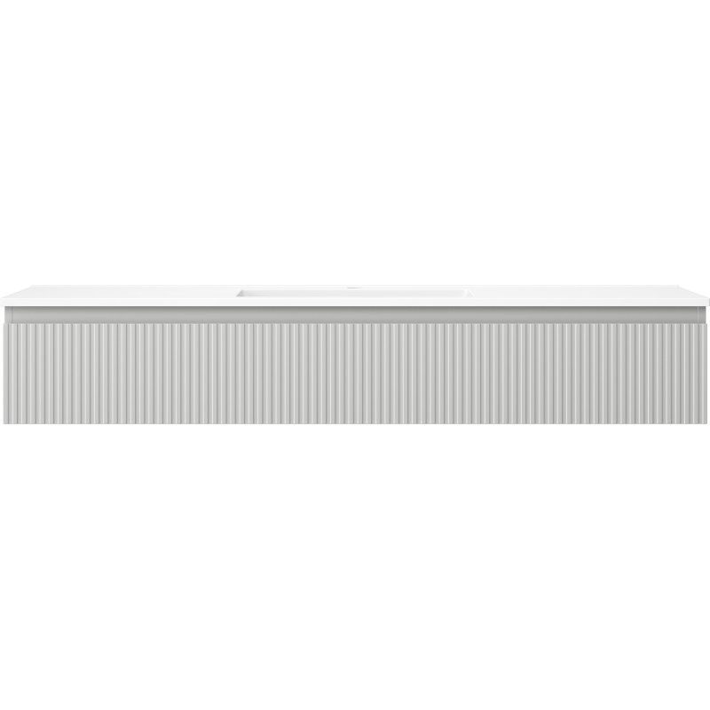 Mexen Rivel armario de baño de 140 cm con lavabo Otis, 1 cajón, acanalado, gris mate/blanco mate - 91A20-14023-1-BF62-W18M01