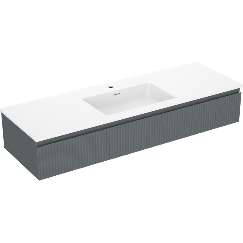 Mexen Rivel vannitoa kapp 140 cm valamu Otis, 1 sahtel, sooneline, grafiit matt/valge matt - 91A20-14023-1-BF66-W18M0