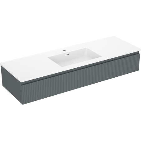 Mexen Rivel badkamerkast 140 cm met wastafel Otis, 1 lade, gegroefd, grafiet mat/wit mat - 91A20-14023-1-BF66-W18M0