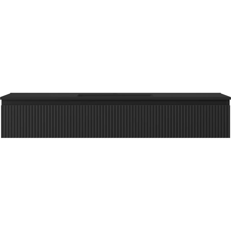Mexen Rivel meuble de salle de bain 140 cm avec lave-mains Otis, 1 tiroir, rainuré, noir mat - 91A20-14023-1-BF71-W18M71