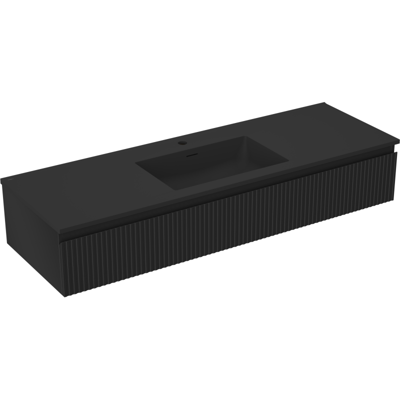 Mexen Rivel armario de baño 140 cm con lavabo Otis, 1 cajón, ranurado, negro mate - 91A20-14023-1-BF71-W18M71