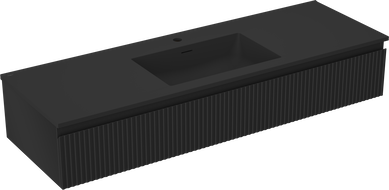 Mexen Rivel mobiletto da bagno 140 cm con lavabo Otis, 1 cassetto, scanalato, nero opaco - 91A20-14023-1-BF71-W18M71