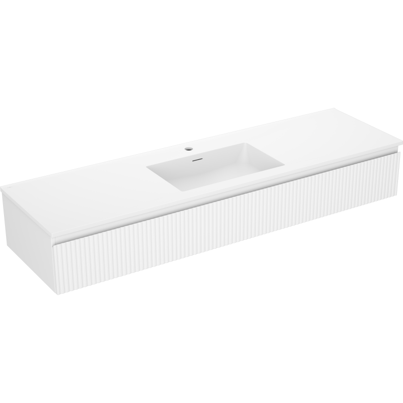 Mexen Rivel mobiletto da bagno 160 cm con lavabo Otis, 1 cassetto, scanalato, bianco opaco - 91A20-16023-1-BF01-W18M01