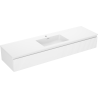 Mexen Rivel Badezimmerschrank 160 cm mit Waschbecken Otis, 1 Schublade, geriffelt, weiß matt - 91A20-16023-1-BF01-W18M01