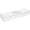 Mexen Rivel Badezimmerschrank 160 cm mit Waschbecken Otis, 1 Schublade, gerillt, weiß matt - 91A20-16023-1-BF01-W18M01