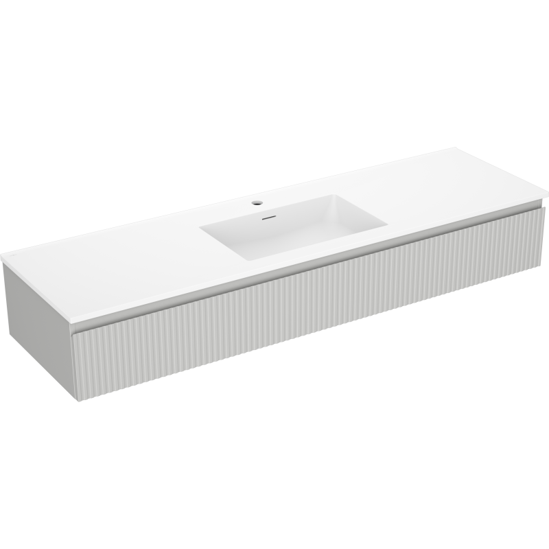 Mexen Rivel 160 cm kylpyhuonekaappi pesuallashanan kanssa Otis, 1 laatikko, uurrettu, harmaa matta/valkoinen matta