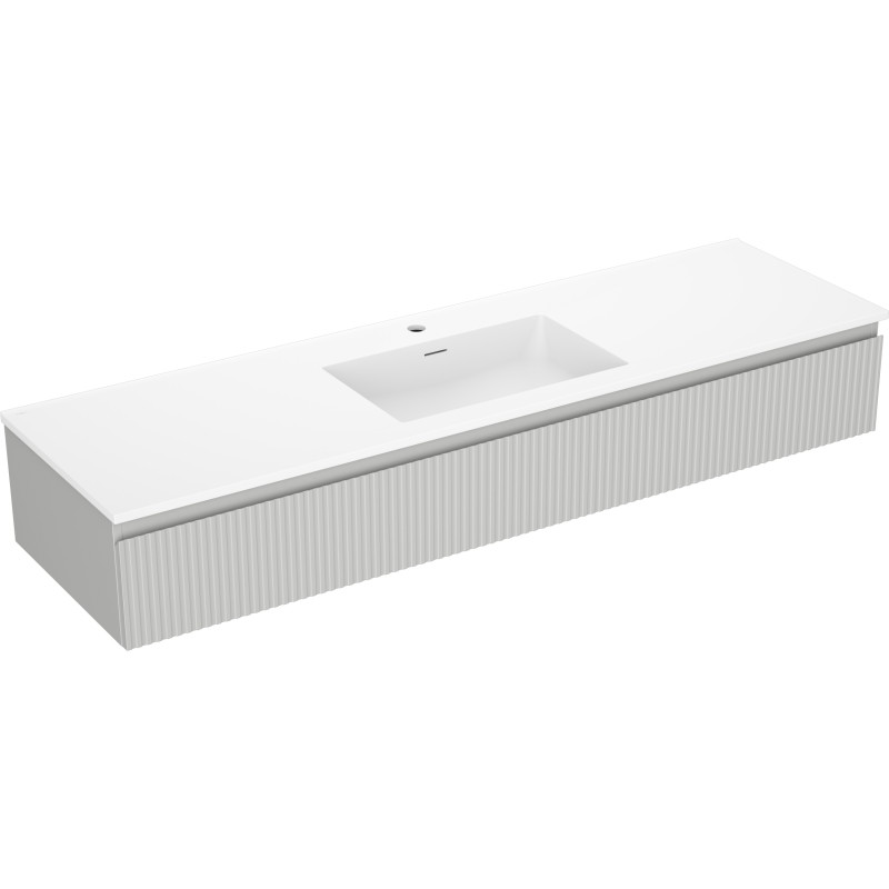 Mexen Rivel armoire de salle de bain 160 cm avec lavabo Otis, 1 tiroir, rainuré, gris mat/blanc mat - 91A20-16023-1-BF62-W18M01