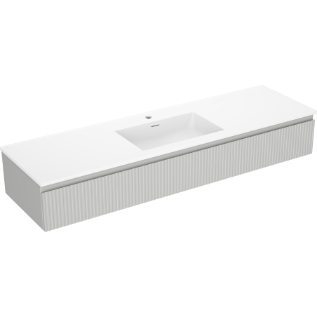 Mexen Rivel meuble de salle de bain 160 cm avec lavabo Otis, 1 tiroir, rainuré, gris mat/blanc mat - 91A20-16023-1-BF62-W18M01