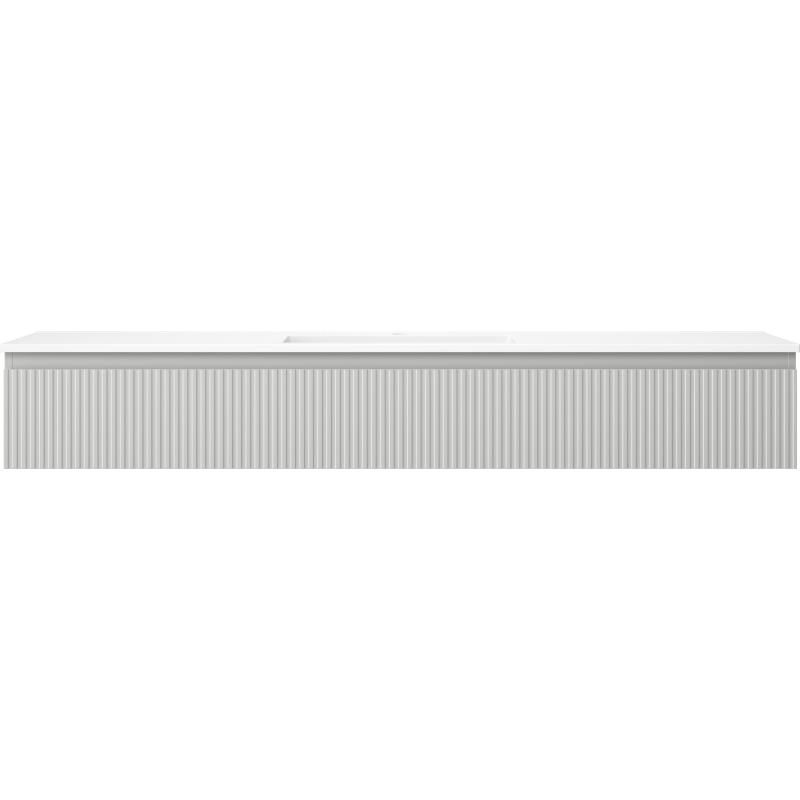 Mexen Rivel 160 cm Bathroom Cabinet with Otis Sink, 1 Drawer, Fluted, Grey Matte/White Matte - 91A20-16023-1-BF62-W18M01