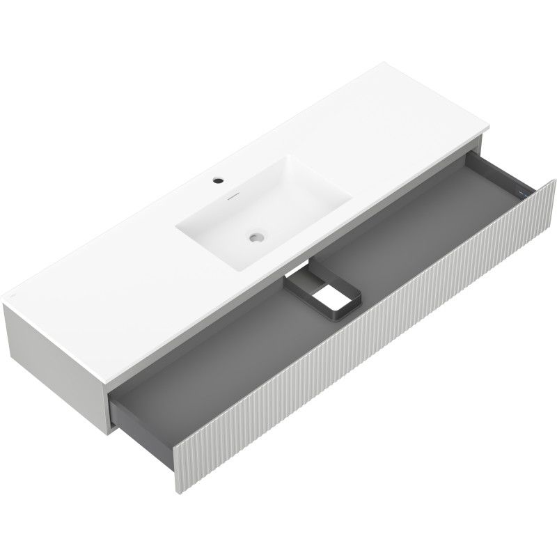 Mexen Rivel armoire de salle de bain 160 cm avec lavabo Otis, 1 tiroir, rainuré, gris mat/blanc mat - 91A20-16023-1-BF62-W18M01