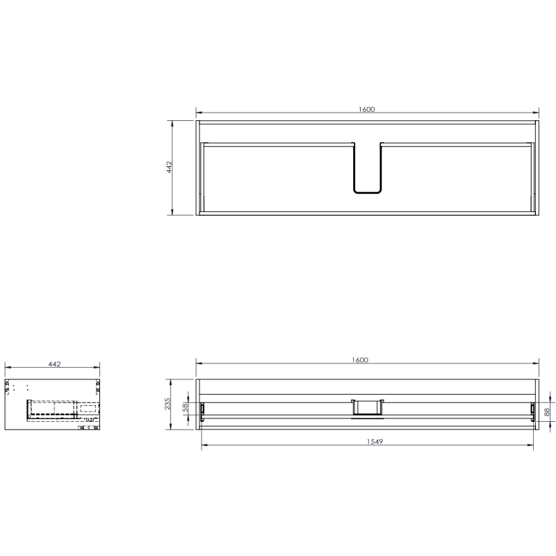 Mexen Rivel mobile da bagno 160 cm con lavabo Otis, 1 cassetto, scanalato, grigio opaco/bianco opaco - 91A20-16023-1-BF62-W18M01