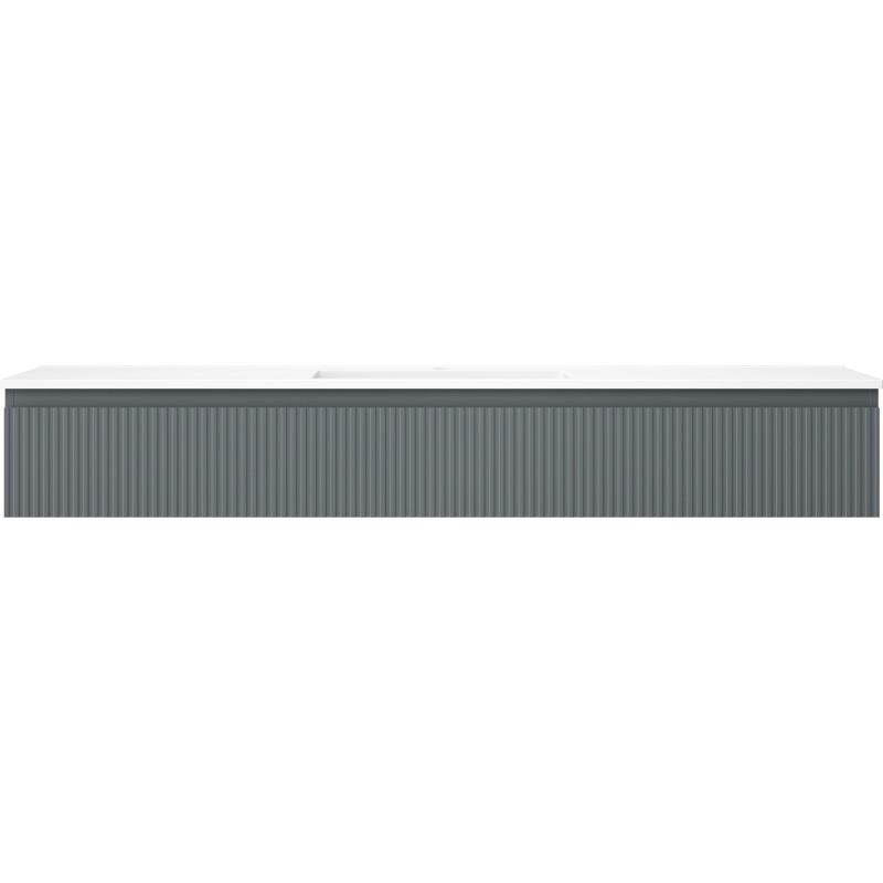 Mexen Rivel 160 cm bathroom cabinet with sink Otis, 1 drawer, grooved, matte graphite/white matte - 91A20-16023-1-BF66-W18M0