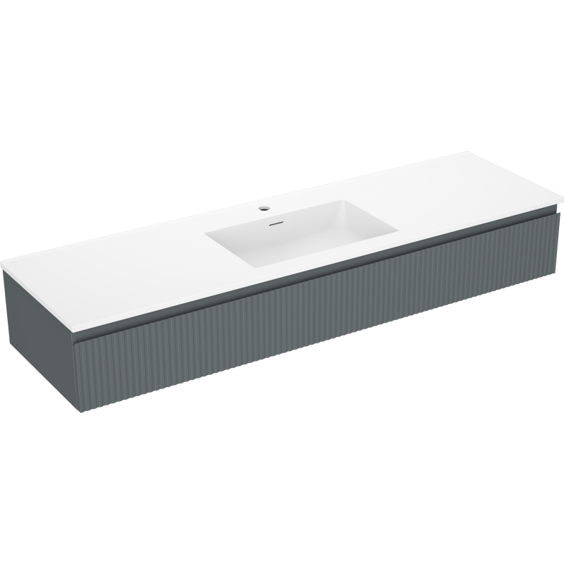 Mexen Rivel kylpyhuonekaappi 160 cm pesualtaalla Otis, 1 laatikko, uurrettu, grafiitti matta/valkoinen matta -