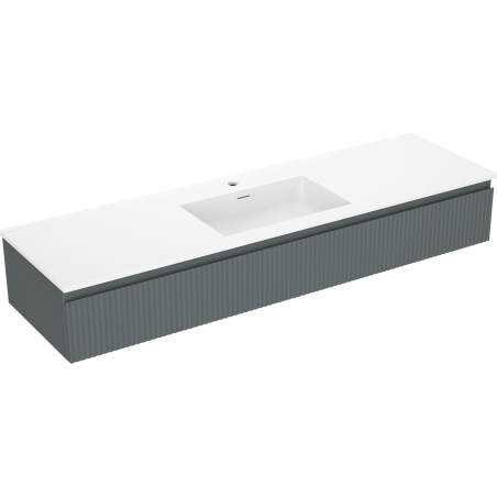 Mexen Rivel mueble de baño de 160 cm con lavabo Otis, 1 cajón, acanalado, grafito mate/blanco mate - 91A20-16023-1-BF66-W18M0