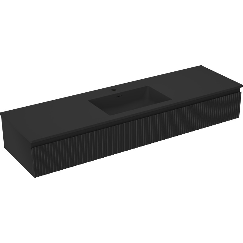 Mexen Rivel vannitoakapp 160 cm valamu Otis, 1 sahtel, soonikkoes , must matt - 91A20-16023-1-BF71-W18M71