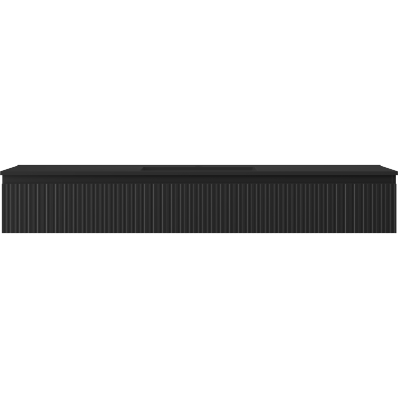 Mexen Rivel mueble de baño de 160 cm con lavabo Otis, 1 cajón, estriado, negro mate - 91A20-16023-1-BF71-W18M71