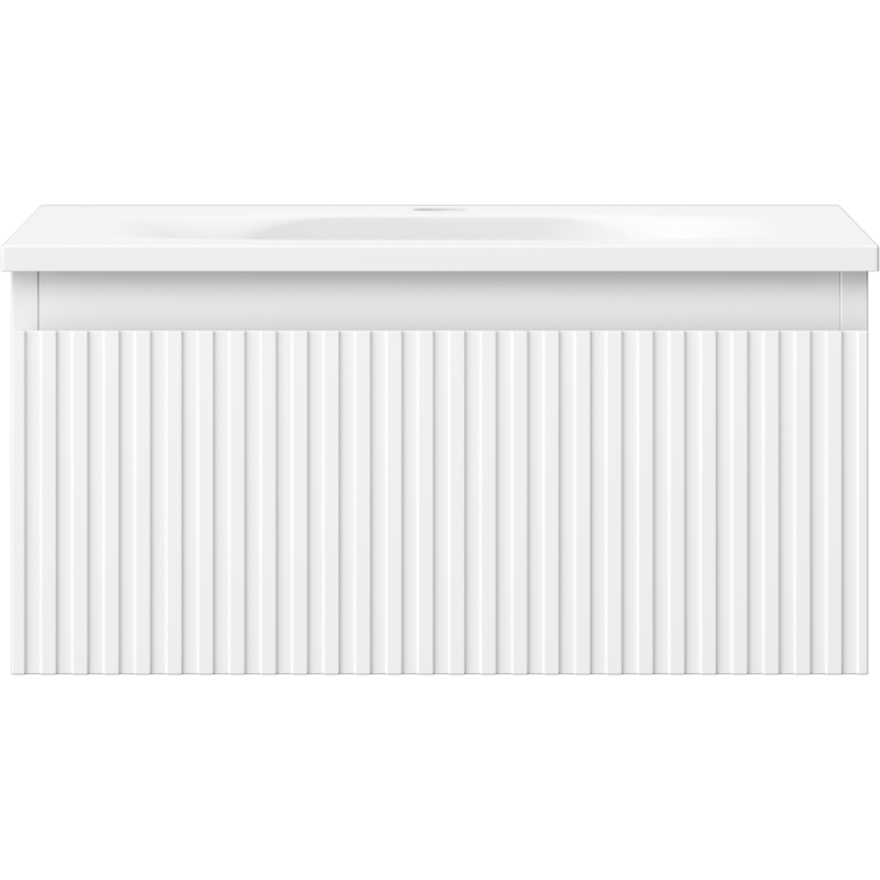 Mexen Rivel armário de casa de banho 50 cm com lavatório Vela, 1 gaveta, canelado, branco mate - 91A20-05023-1-BF01-W23M01