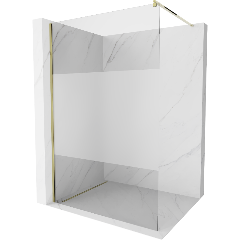 Mexen Kioto douchewand Walk-in 130 x 200 cm, transparant/frost 8 mm, goud - 800-130-101-50-35