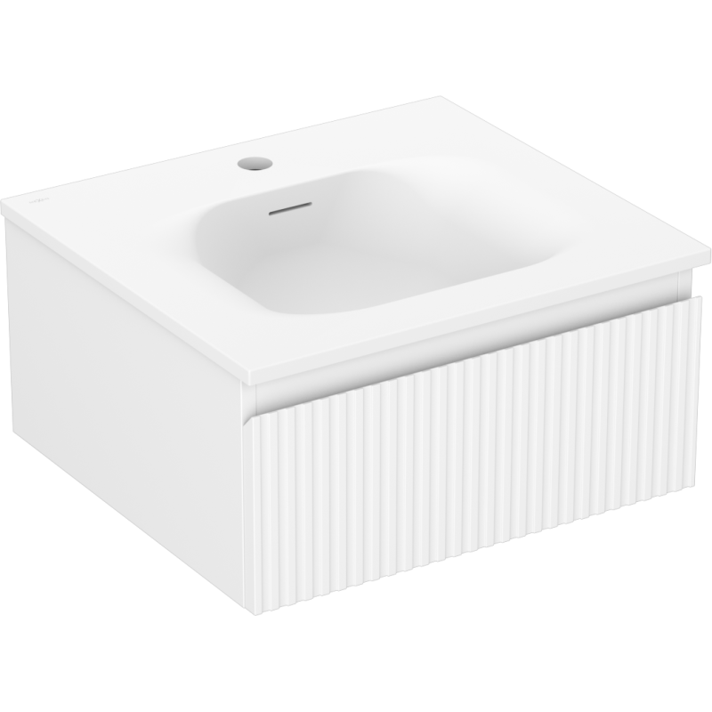 Mexen Rivel meuble de salle de bain 50 cm avec lavabo Vela, 1 tiroir, rainuré, blanc mat - 91A20-05023-1-BF01-W23M01