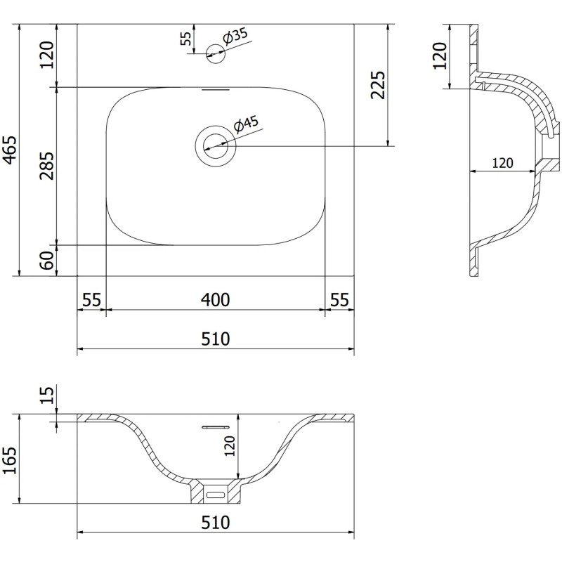 Mexen Rivel meuble de salle de bain 50 cm avec lavabo Vela, 1 tiroir, rainuré, blanc mat - 91A20-05023-1-BF01-W23M01