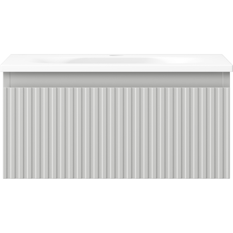 Mexen Rivel meuble de salle de bains 50 cm avec lavabo Vela, 1 tiroir, rainuré, gris mat/blanc mat - 91A20-05023-1-BF62-W23M01