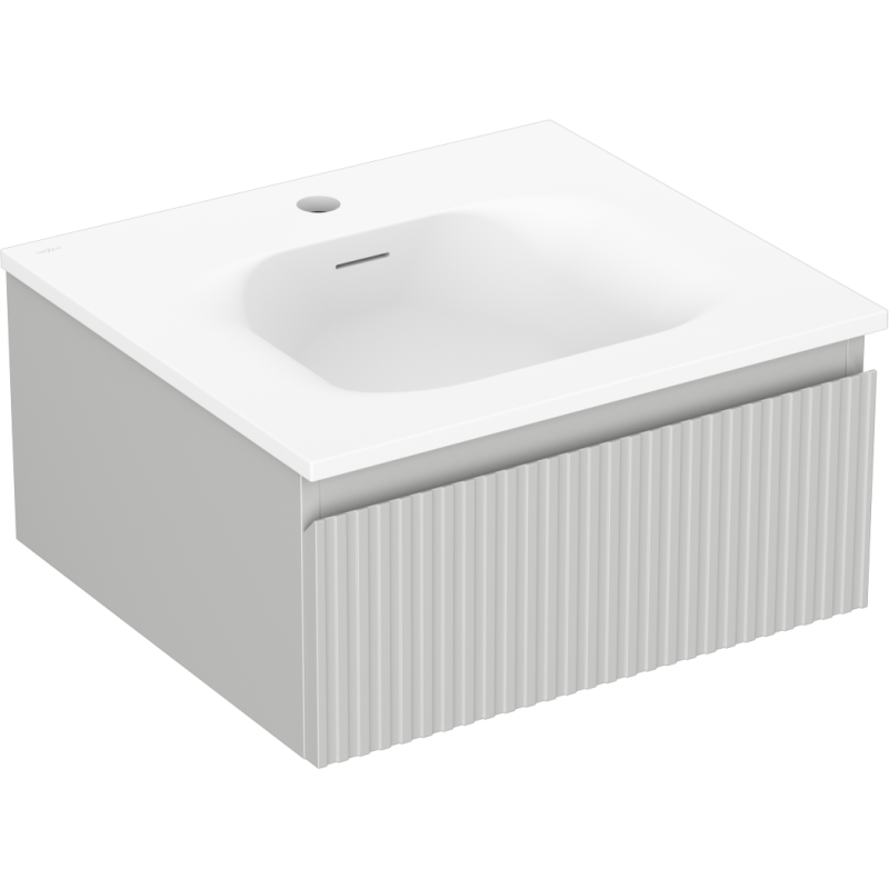 Mexen Rivel Badezimmerschrank 50 cm mit Waschbecken Vela, 1 Schublade, gerillt, grau matt/weiß matt - 91A20-05023-1-BF62-W23M01