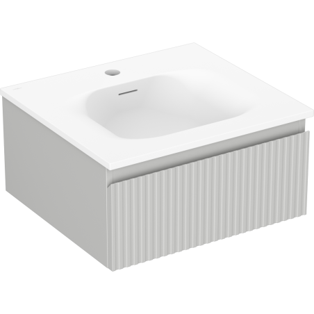 Mexen Rivel bathroom cabinet 50 cm with Vela sink, 1 drawer, grooved, gray matt/white matt - 91A20-05023-1-BF62-W23M01