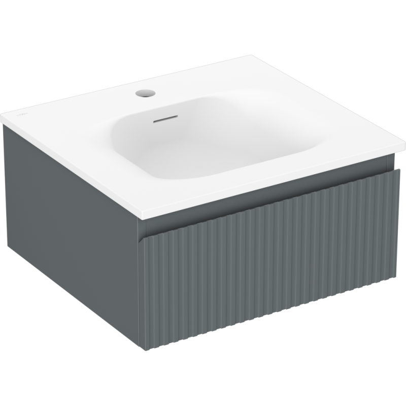 Mexen Rivel mobile da bagno 50 cm con lavabo Vela, 1 cassetto, scanalato, grafite opaco/bianco opaco - 91A20-05023-1-BF66-W23M01