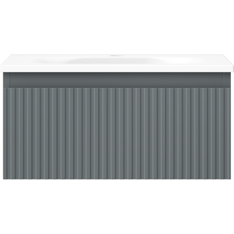 Mexen Rivel armário de casa de banho 50 cm com lavatório Vela, 1 gaveta, canelado, grafite mate/branco mate