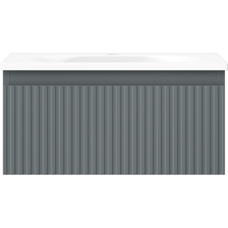 Mexen Rivel badkamerkast 50 cm met wastafel Vela, 1 lade, gefreesd, grafiet mat/wit mat - 91A20-05023-1-BF66-W23M01