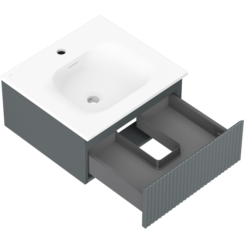 Mexen Rivel mobile da bagno 50 cm con lavabo Vela, 1 cassetto, scanalato, grafite opaco/bianco opaco - 91A20-05023-1-BF66-W23M01