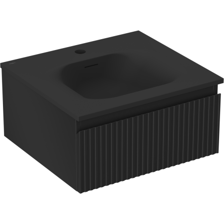 Mexen Rivel mobile da bagno 50 cm con lavabo Vela, 1 cassetto, scanalato, nero opaco - 91A20-05023-1-BF71-W23M71