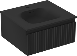 Mexen Rivel gabinete de baño de 50 cm con lavabo Vela, 1 cajón, ranurado, negro mate - 91A20-05023-1-BF71-W23M71