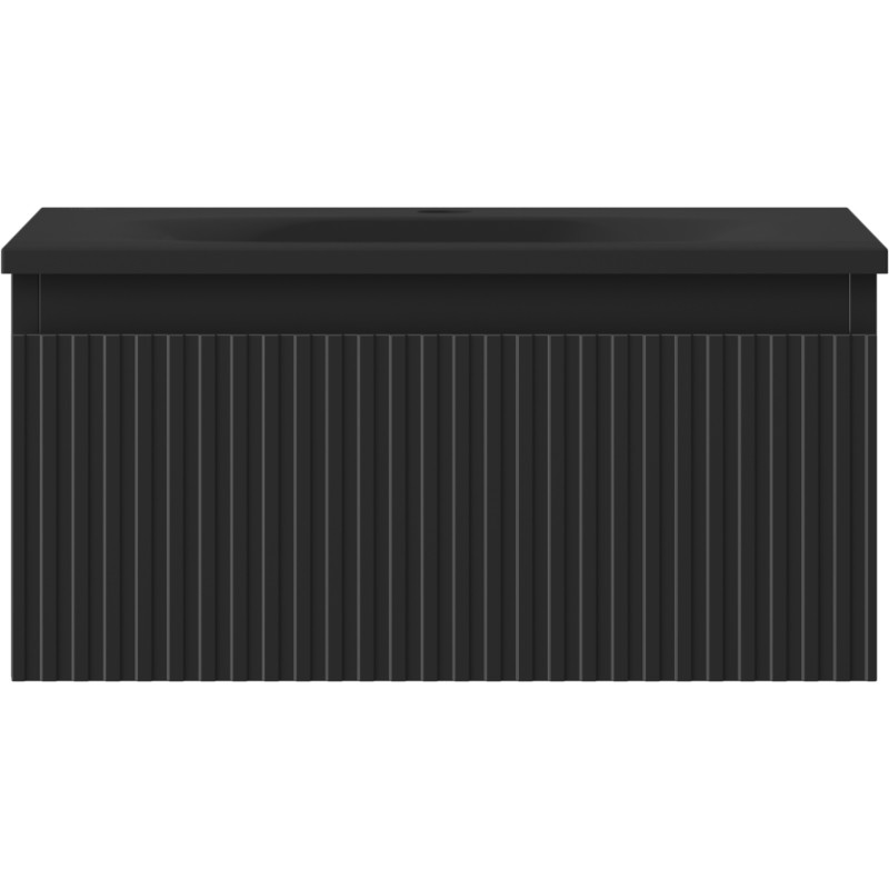 Mexen Rivel szafka łazienkowa 50 cm z umywalką Vela, 1 szuflada, ryflowana , czarna mat - 91A20-05023-1-BF71-W23M71
