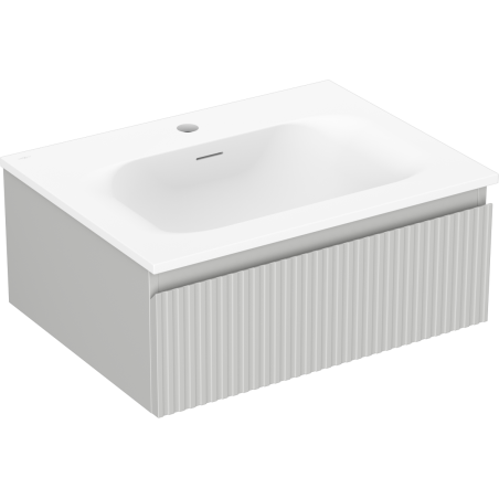 Mexen Rivel Badezimmerschrank 60 cm mit Waschbecken Vela, 1 Schublade, gerillt, grau matt/weiß matt - 91A20-06023-1-BF62-W23M01