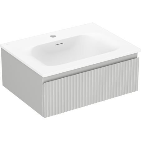 Mexen Rivel gabinete de baño de 60 cm con lavabo Vela, 1 cajón, ranurado, gris mate/blanco mate - 91A20-06023-1-BF62-W23M01