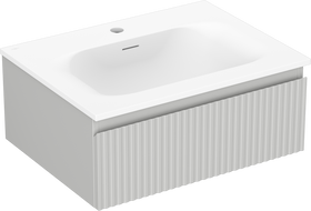 Mexen Rivel gabinete de baño de 60 cm con lavabo Vela, 1 cajón, ranurado, gris mate/blanco mate - 91A20-06023-1-BF62-W23M01