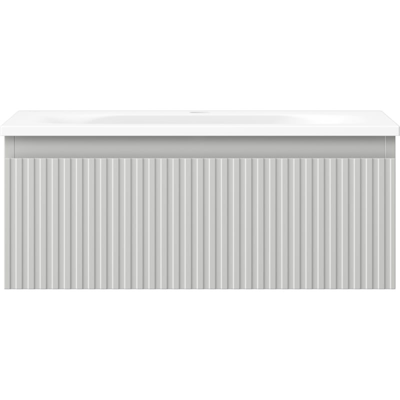 Mexen Rivel armario de baño de 60 cm con lavabo Vela, 1 cajón, acanalado, gris mate/blanco mate - 91A20-06023-1-BF62-W23M01