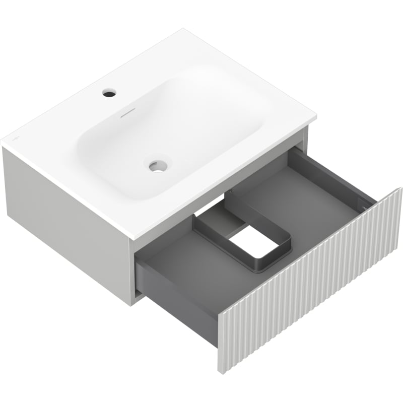 Mexen Rivel armario de baño de 60 cm con lavabo Vela, 1 cajón, acanalado, gris mate/blanco mate - 91A20-06023-1-BF62-W23M01