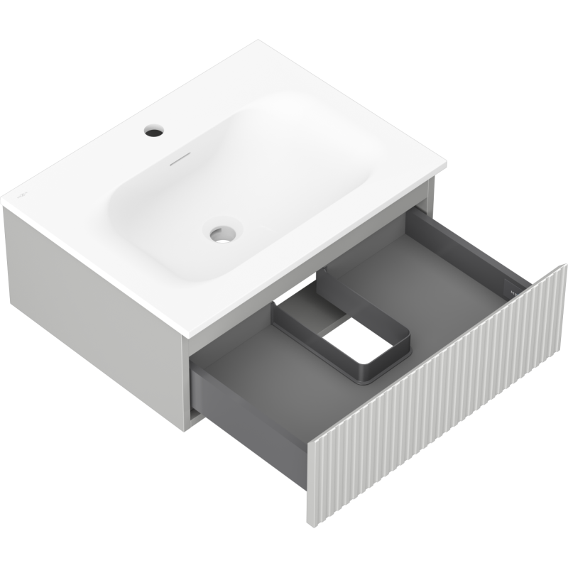 Mexen Rivel mobile bagno 60 cm con lavabo Vela, 1 cassetto, scanalato, grigio opaco/bianco opaco - 91A20-06023-1-BF62-W23M01