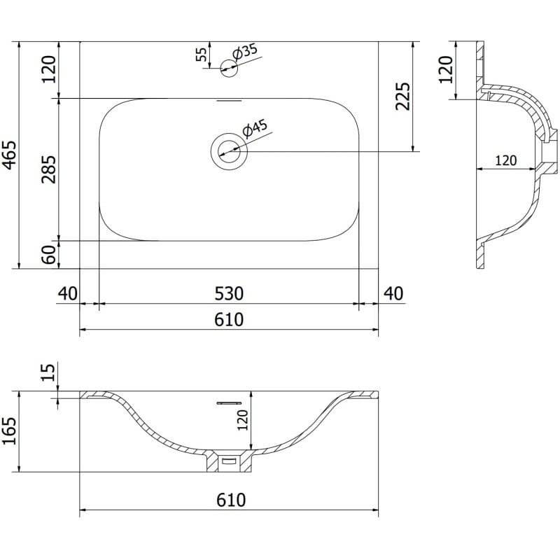 Mexen Rivel meuble de salle de bain 60 cm avec lavabo Vela, 1 tiroir, rainuré, gris mat/blanc mat - 91A20-06023-1-BF62-W23M01