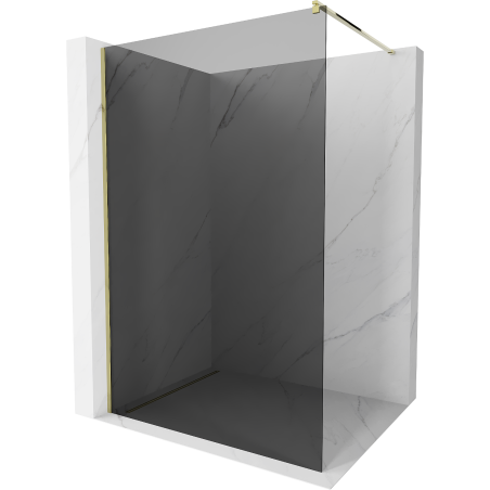 Mexen Kioto Walk-in Shower Screen 130 x 200 cm, Graphite 8 mm, Gold - 800-130-101-50-40