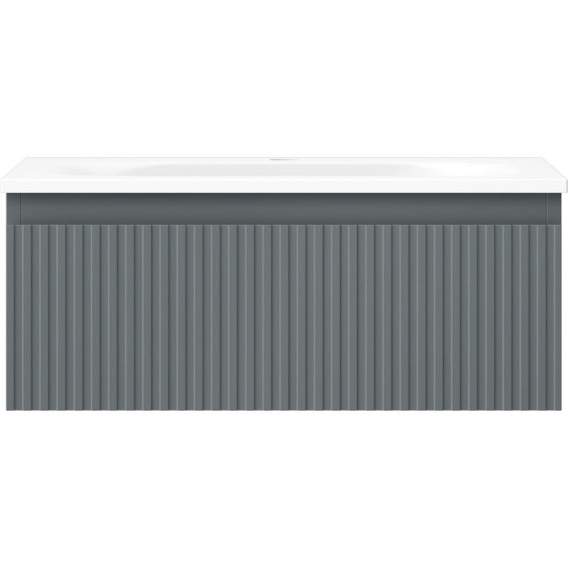 Mexen Rivel armario de baño de 60 cm con lavabo Vela, 1 cajón, ranurado, grafito mate/blanco mate - 91A20-06023-1-BF66-W23M01