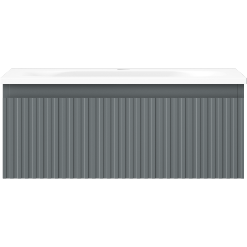 Mexen Rivel badkamerkast 60 cm met wastafel Vela, 1 lade, gegroefd, grafiet mat/wit mat - 91A20-06023-1-BF66-W23M01